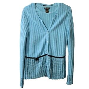 Grace Dane Lewis Blue Cardigan & Shell Set Ribbon Detail Vintage LG